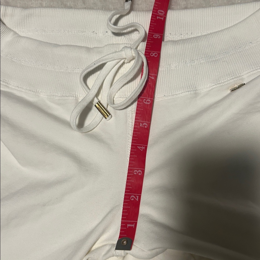 White WIDE LEG Joggers with Gold Accents- M - Picture 8 of 9